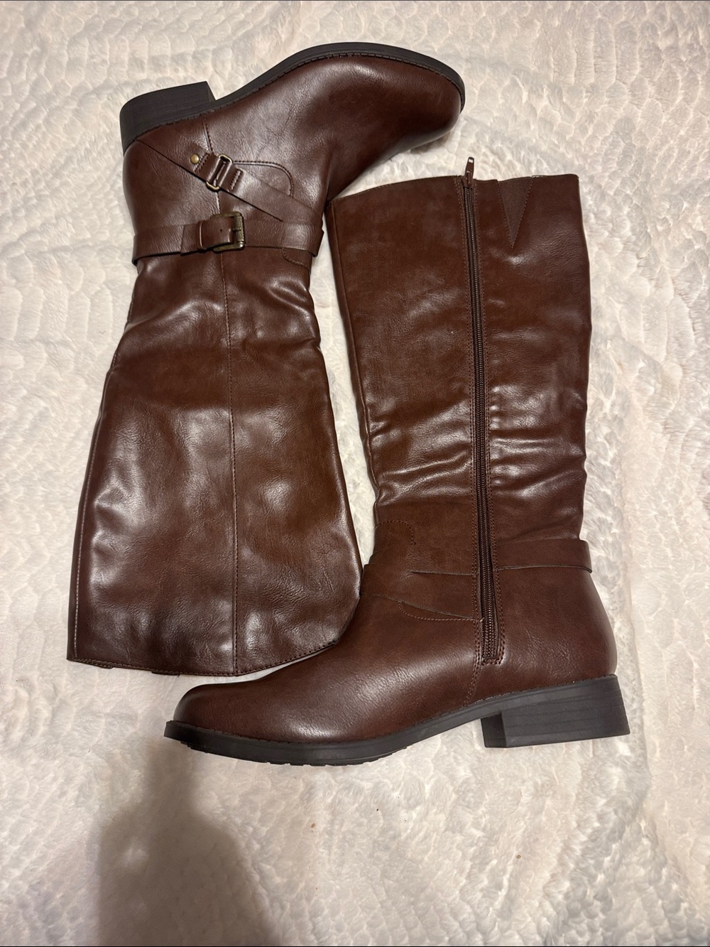 Style & Co. Women's Dark Brown Mid-Calf Riding Boots with Buckle